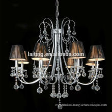 Crystal Light Home Chandelier Cast Iron Chandelier Brown Fabric Lamp Shades